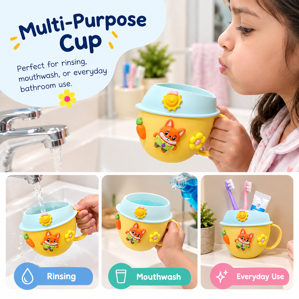 BrushBuddy Zootopia Kids Cartoon Toothbrush Cup Set