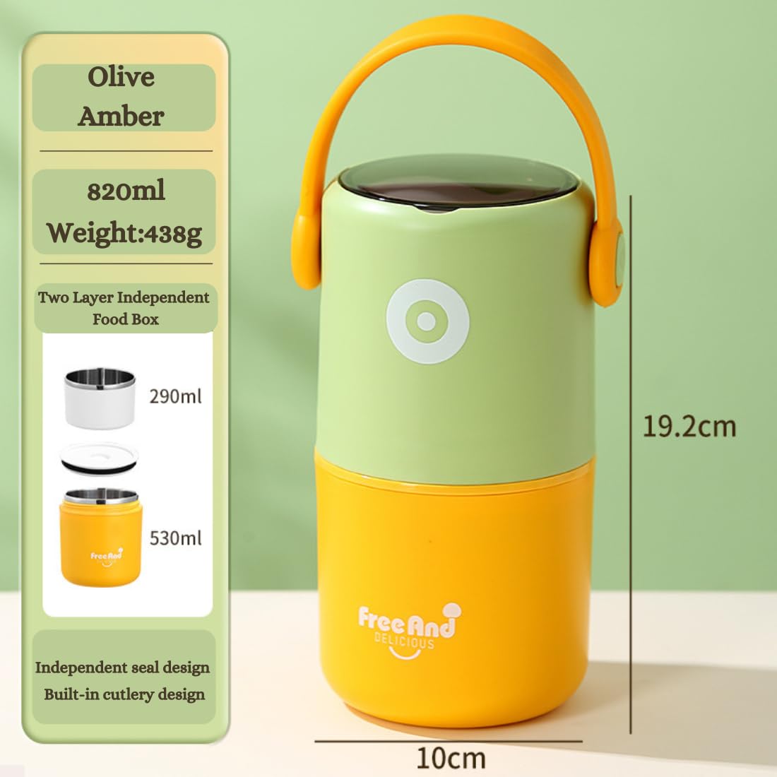 CarryFresh Double-Layer Insulated Lunch Box - 820ml (Random Color)