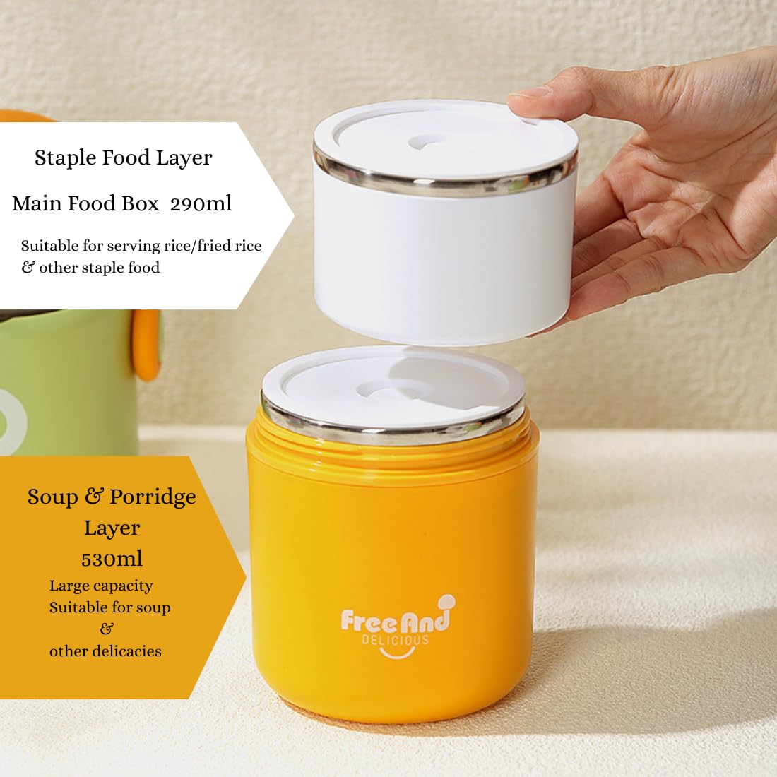 CarryFresh Double-Layer Insulated Lunch Box - 820ml (Random Color)