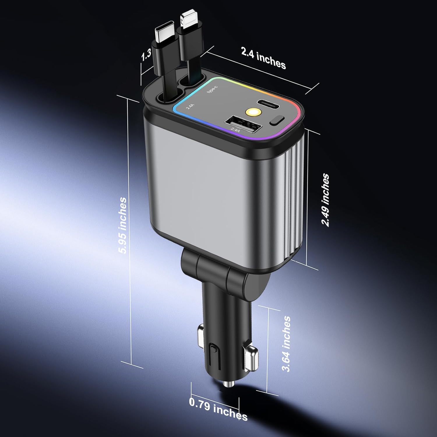 StarCharge Ultra Fast 4-in-1 Retractable Car Charger | 66W + Starlight Projection