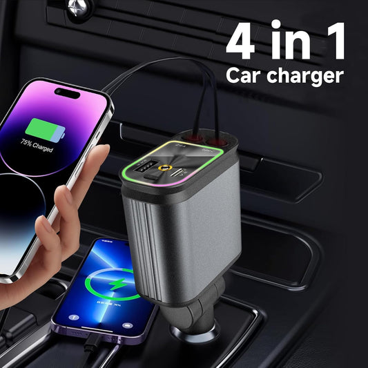 StarCharge Ultra Fast 4-in-1 Retractable Car Charger | 66W + Starlight Projection