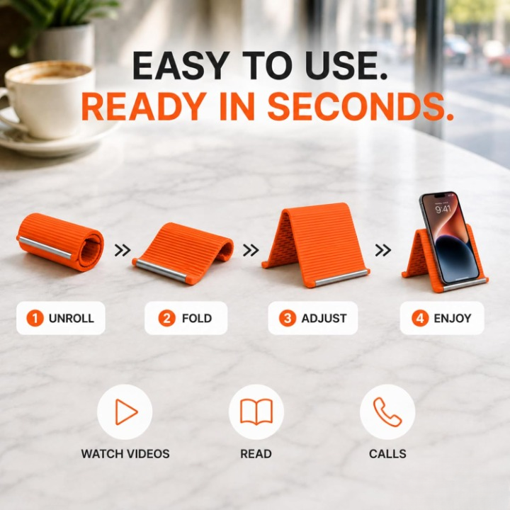 FoldEase Universal Foldable Silicone Phone Holder