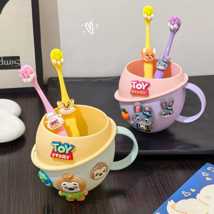 BrushBuddy Zootopia Kids Cartoon Toothbrush Cup Set