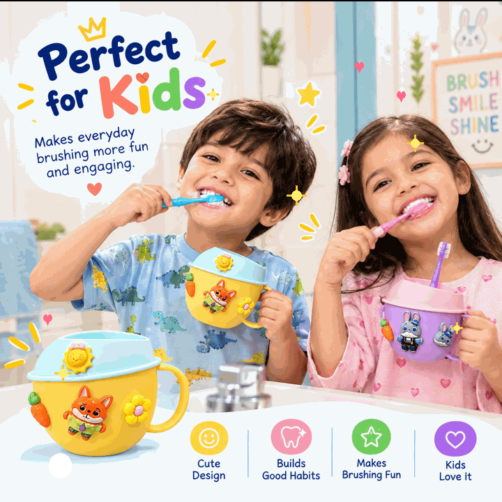 BrushBuddy Zootopia Kids Cartoon Toothbrush Cup Set